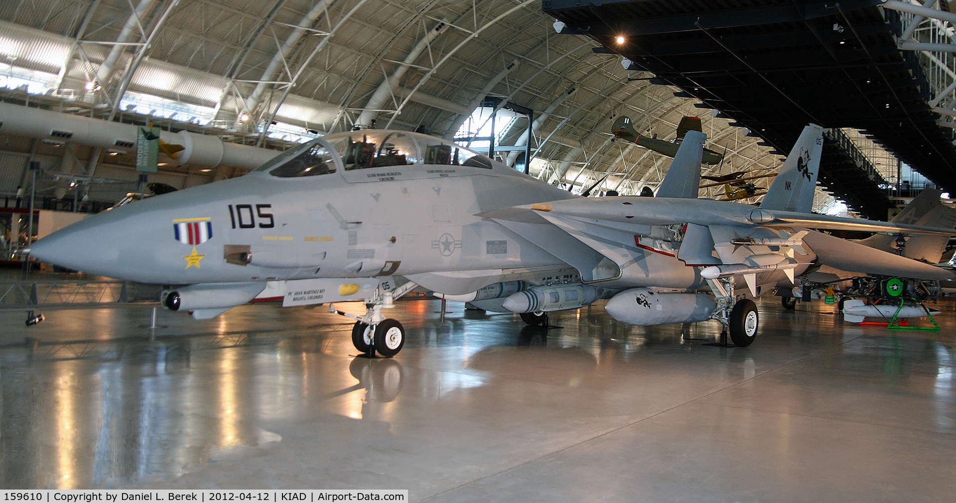 159610, Grumman F-14D(R) Tomcat C/N 157, Originally built as an F-14A, this aircraft was one of the few to be converted to a D model.  She is credited with a MiG kill off the coast of Libya.