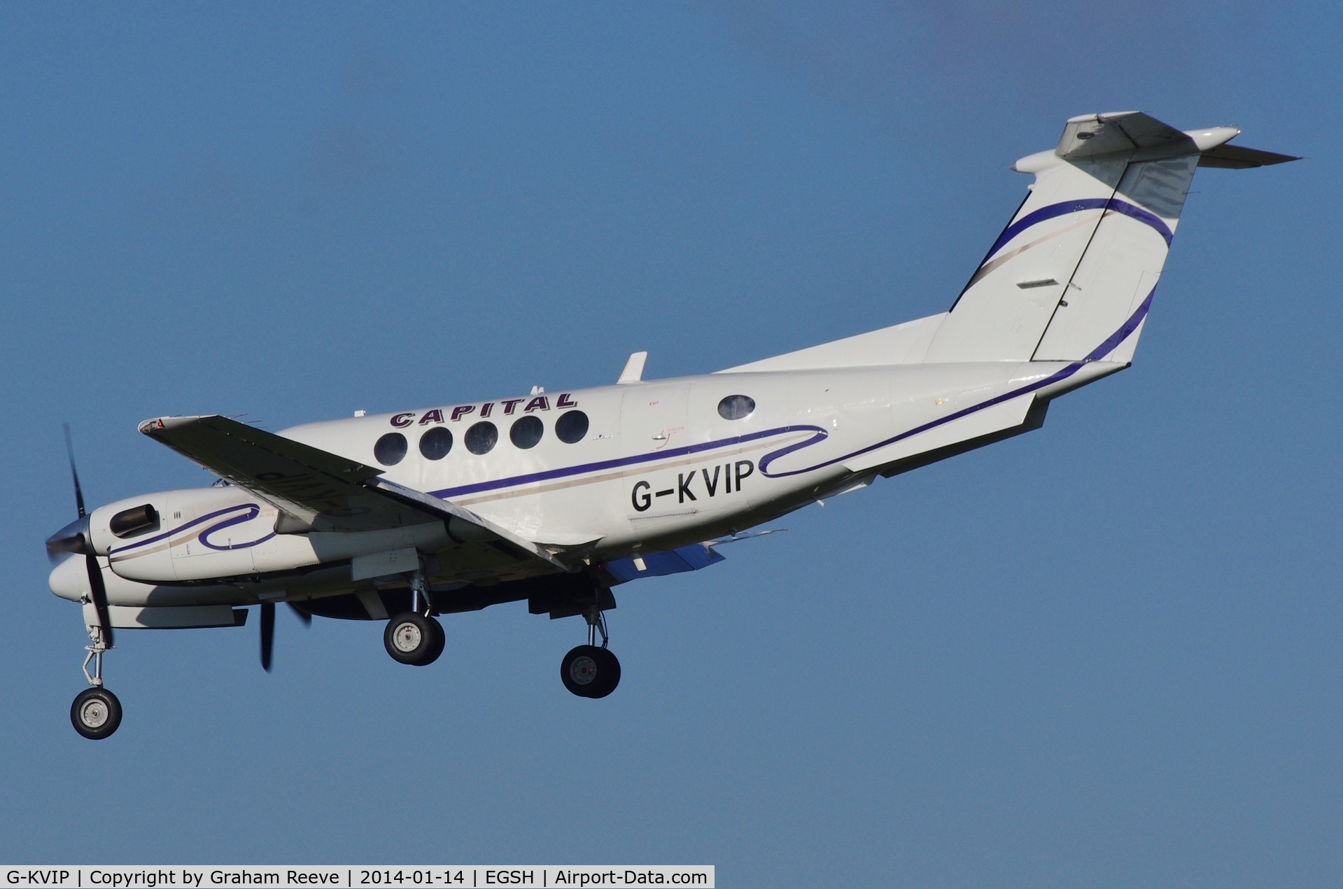 G-KVIP, 1979 Beech 200 Super King Air C/N BB-487, About to land.