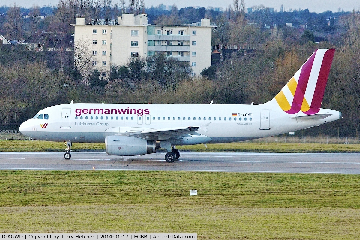 D-AGWD, 2007 Airbus A319-132 C/N 3011, 2014 photo taken at Birmingham UK