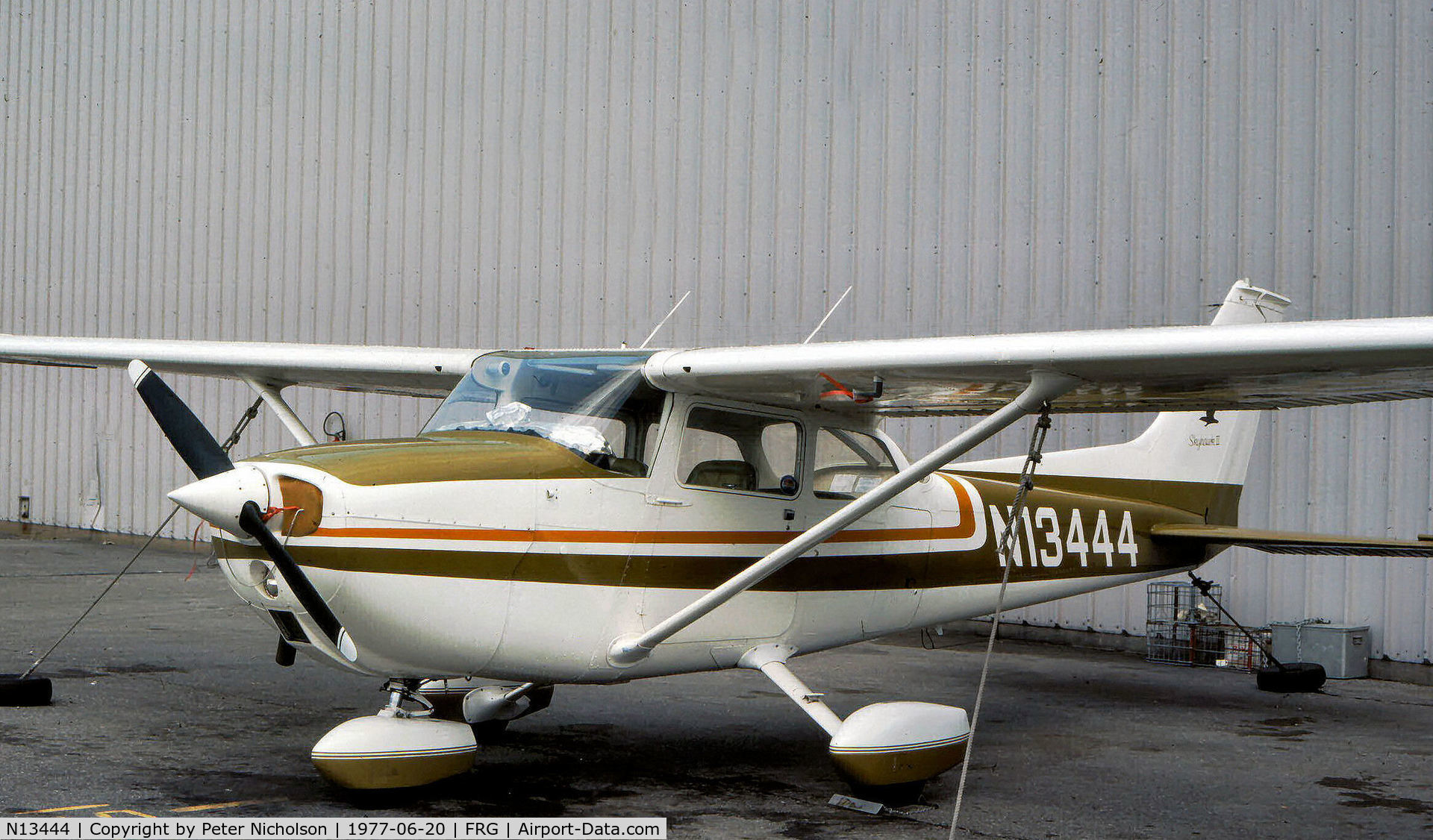 N13444, 1973 Cessna 172M C/N 17262755, Cessna 172M Skyhawk II resident at Republic Airport on Long Island in the Summer of 1977.