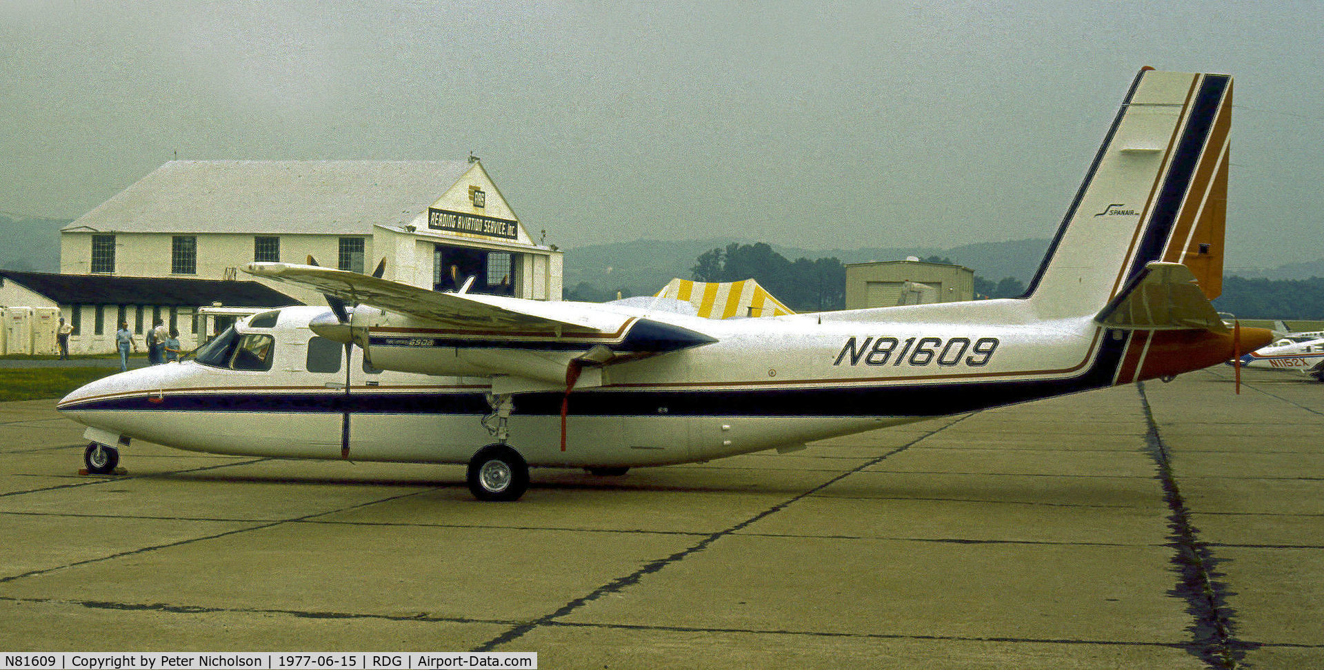 N81609, 1977 Rockwell International 690B C/N 11387, Turbo Commander 690B on display at the 1977 Reading Airshow.
