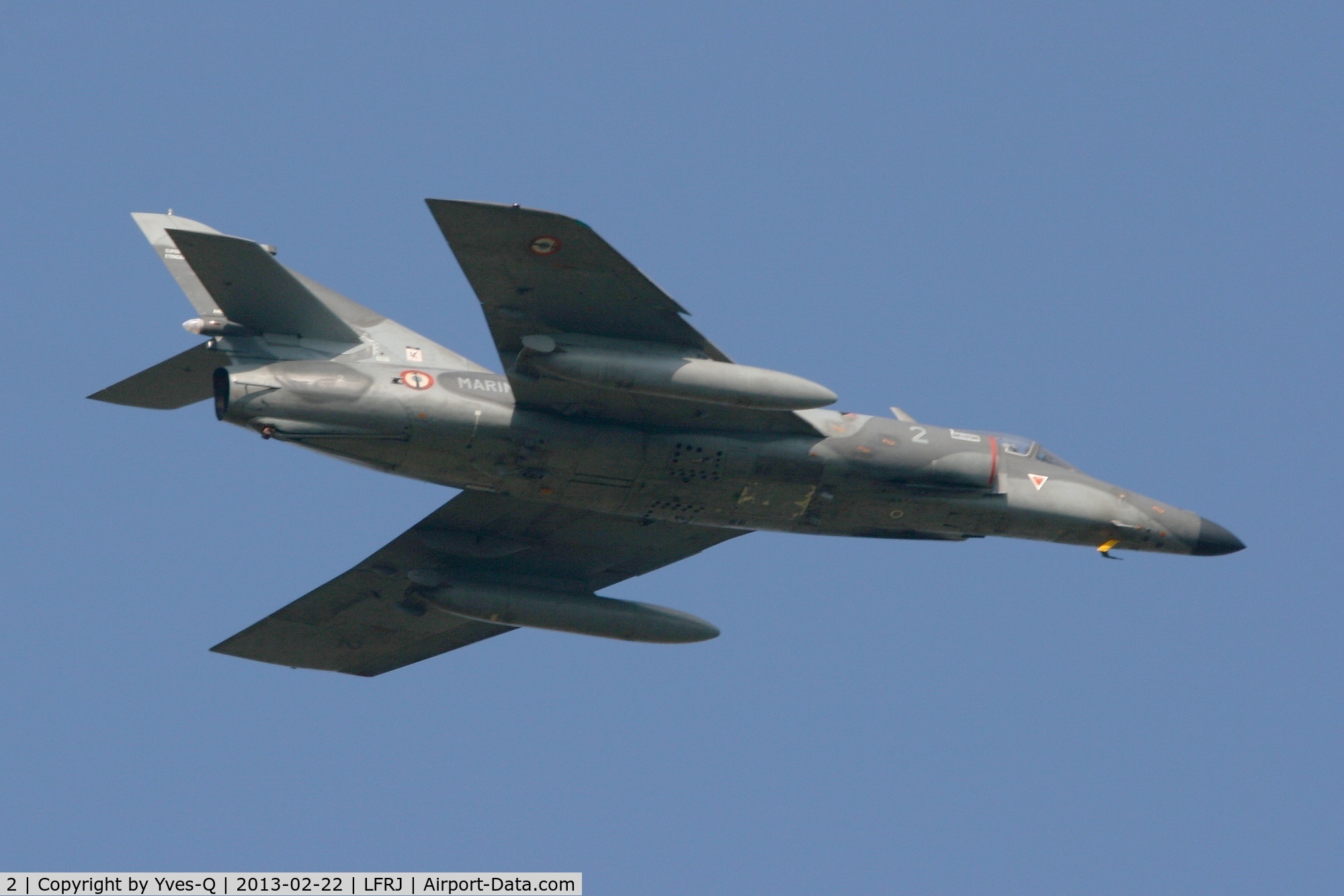 2, Dassault Super Etendard C/N 2, French Naval Aviation Dassault Super Etendard M (SEM), Flight above Landivisiau Naval Air Base (LFRJ)