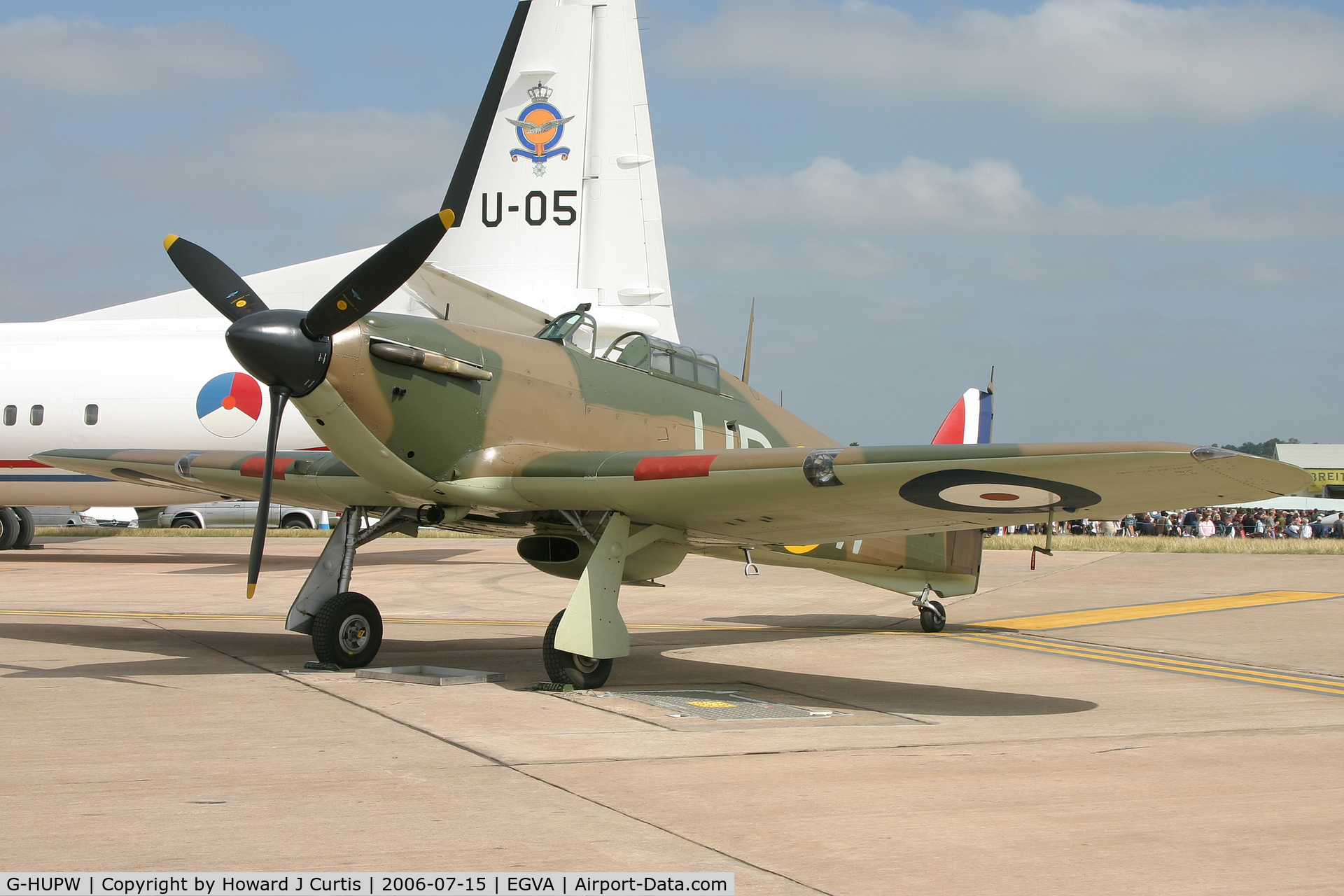 G-HUPW, 1940 Hawker Hurricane I C/N G592301, RIAT 2006; on static display. Painted as R4118/UP-W.