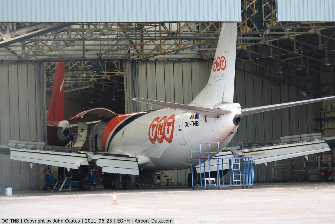 OO-TNB, 1987 Boeing 737-3T0F C/N 23578, Receiving attention at European Aviation