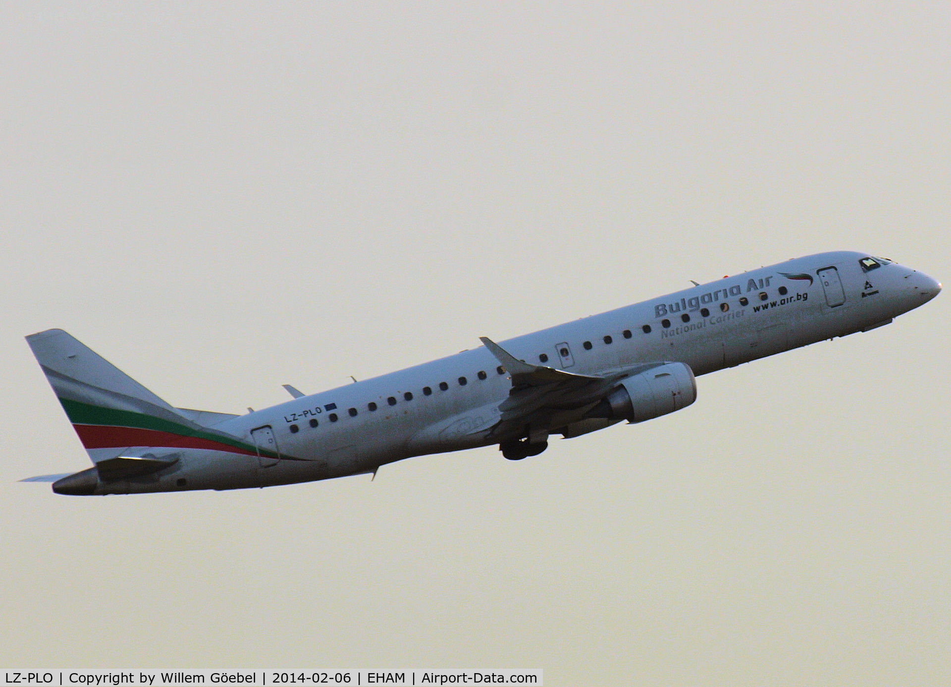 LZ-PLO, 2012 Embraer 190AR (ERJ-190-100IGW) C/N 19000584, Tak off from runway 18L of Schiphol Airport