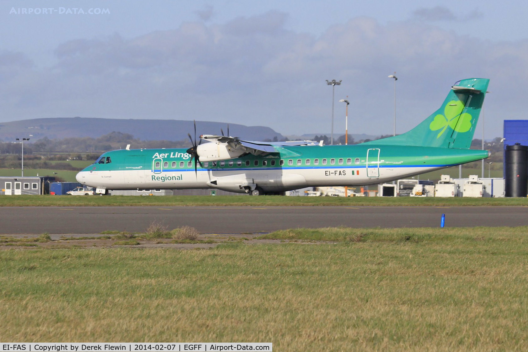 EI-FAS, 2013 ATR 72-600 (72-212A) C/N 1083, ATR 72-600, Arann 95CW, departing runway 30 at EGFF, en-route to Dublin.