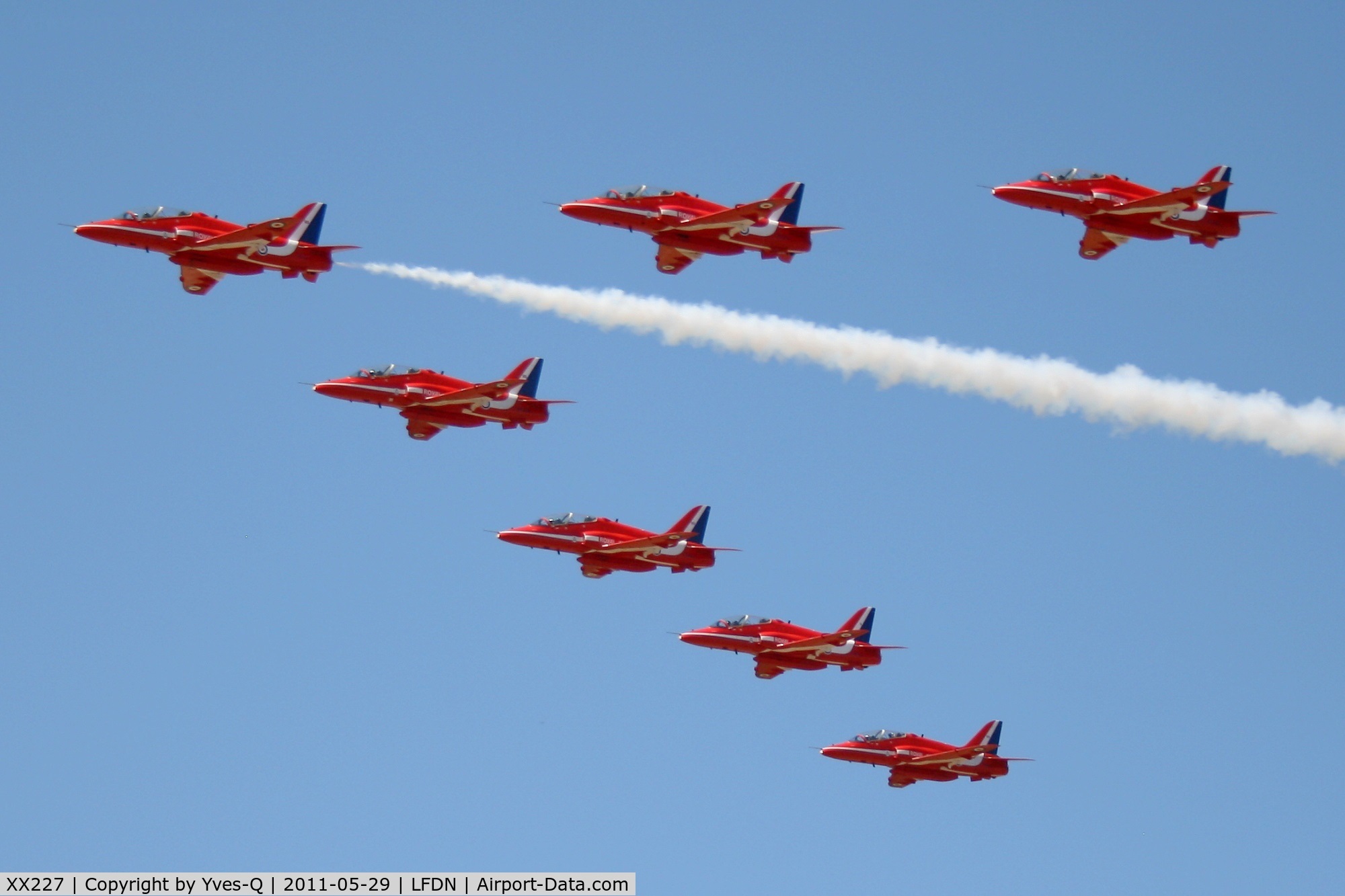 XX227, 1978 Hawker Siddeley Hawk T.1A C/N 063/312063, Royal Air Force Aerobatic Team Hawker Siddeley Hawk T.1A, Red Arrows, Rochefort-St Agnant AFB (LFDN-RCO) Open day 2011