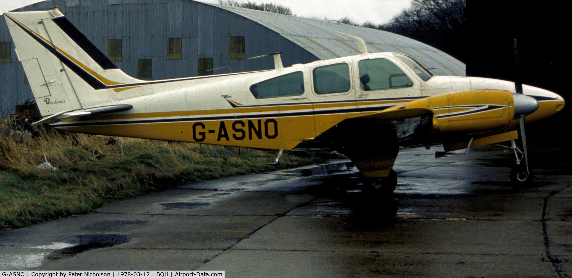 G-ASNO, 1964 Beech 95-B55 Baron Baron C/N TC-574, Beech B55 Baron as seen at Biggin Hill in the Spring of 1978.