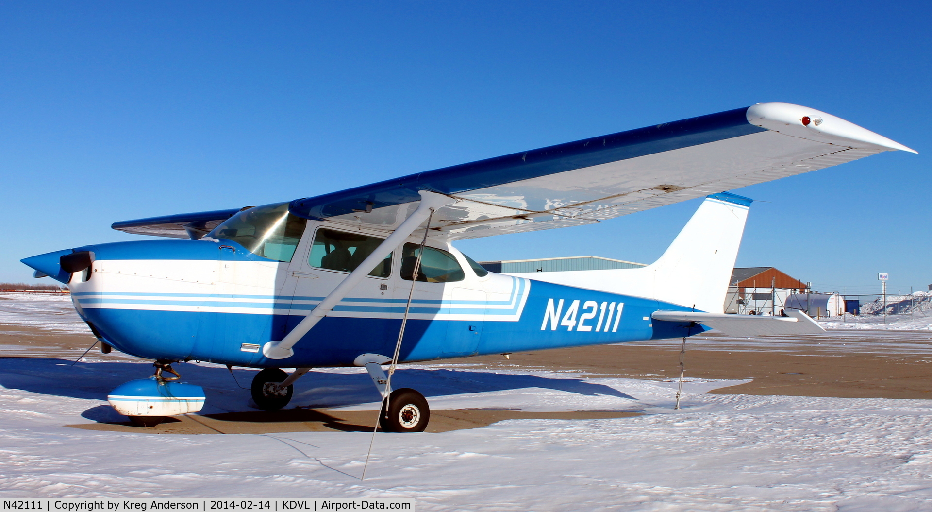 N42111, 1974 Cessna 172M C/N 17264159, Cessna 172M Skyhawk on the ramp in Devils Lake, ND.
