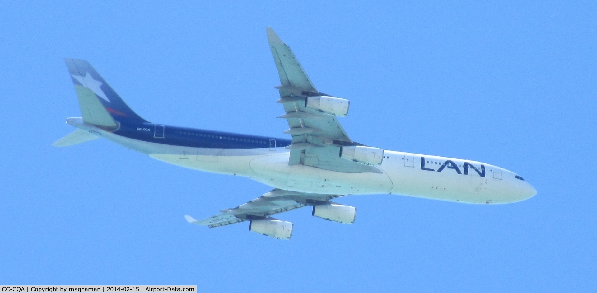 CC-CQA, 2000 Airbus A340-313X C/N 359, Flying over back garden at Mellons Bay on way into Auckland