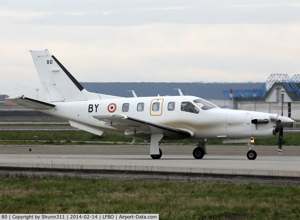 80, Socata TBM-700A C/N 80, Taxiing holding point rwy 14L for departure... Used now by French Air Force and coded as 'BY'