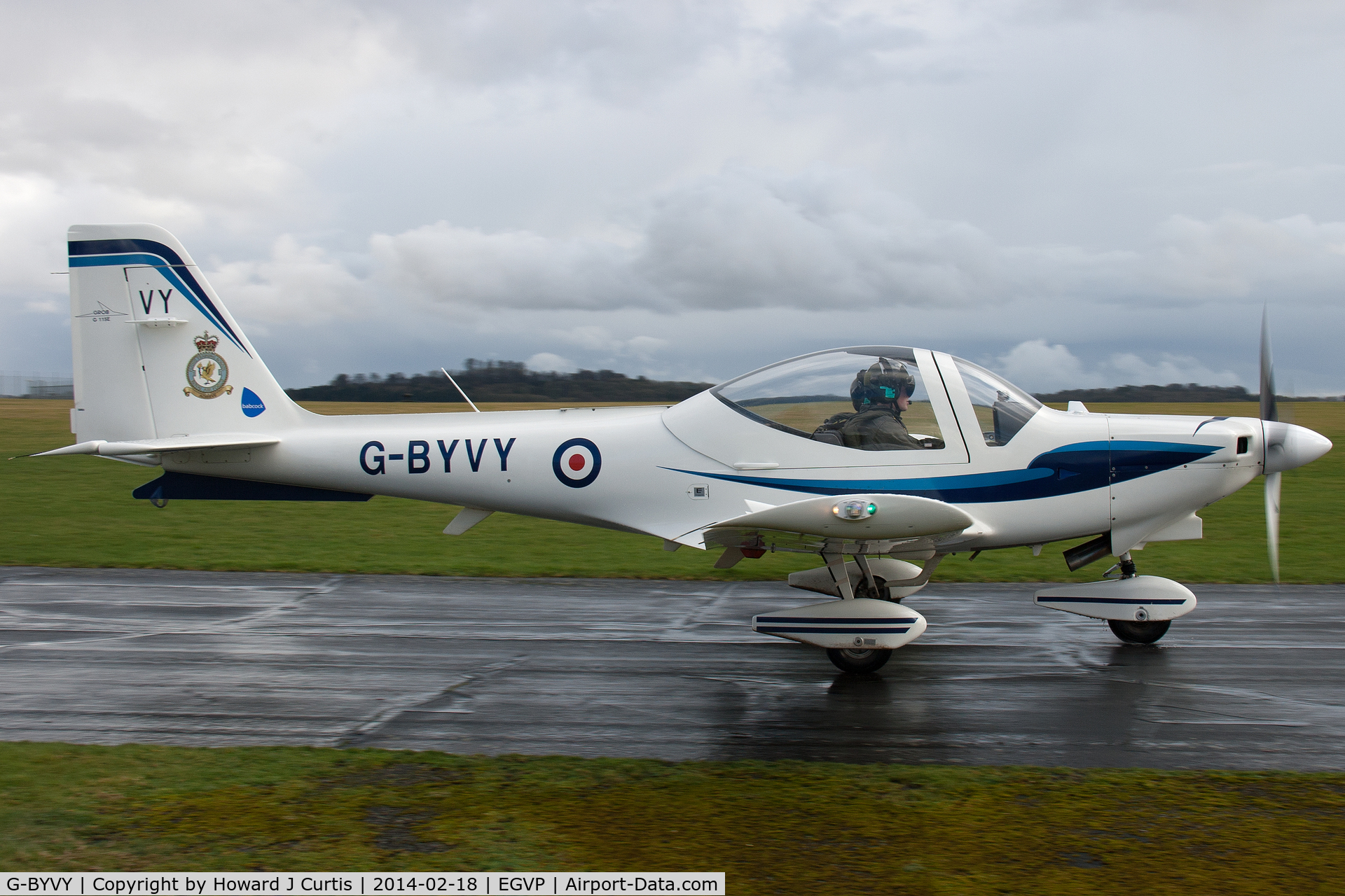 G-BYVY, 2000 Grob G-115E Tutor T1 C/N 82134/E, Tutor T1 G-BYVY is one of a small number used for basic training by No1 EFTS here.