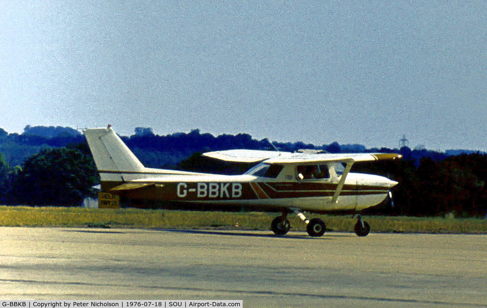 G-BBKB, 1973 Reims F150L C/N 1030, Reims F.150L as seen at Eastleigh, as Southampton Airport was then known, in the Summer of 1976.