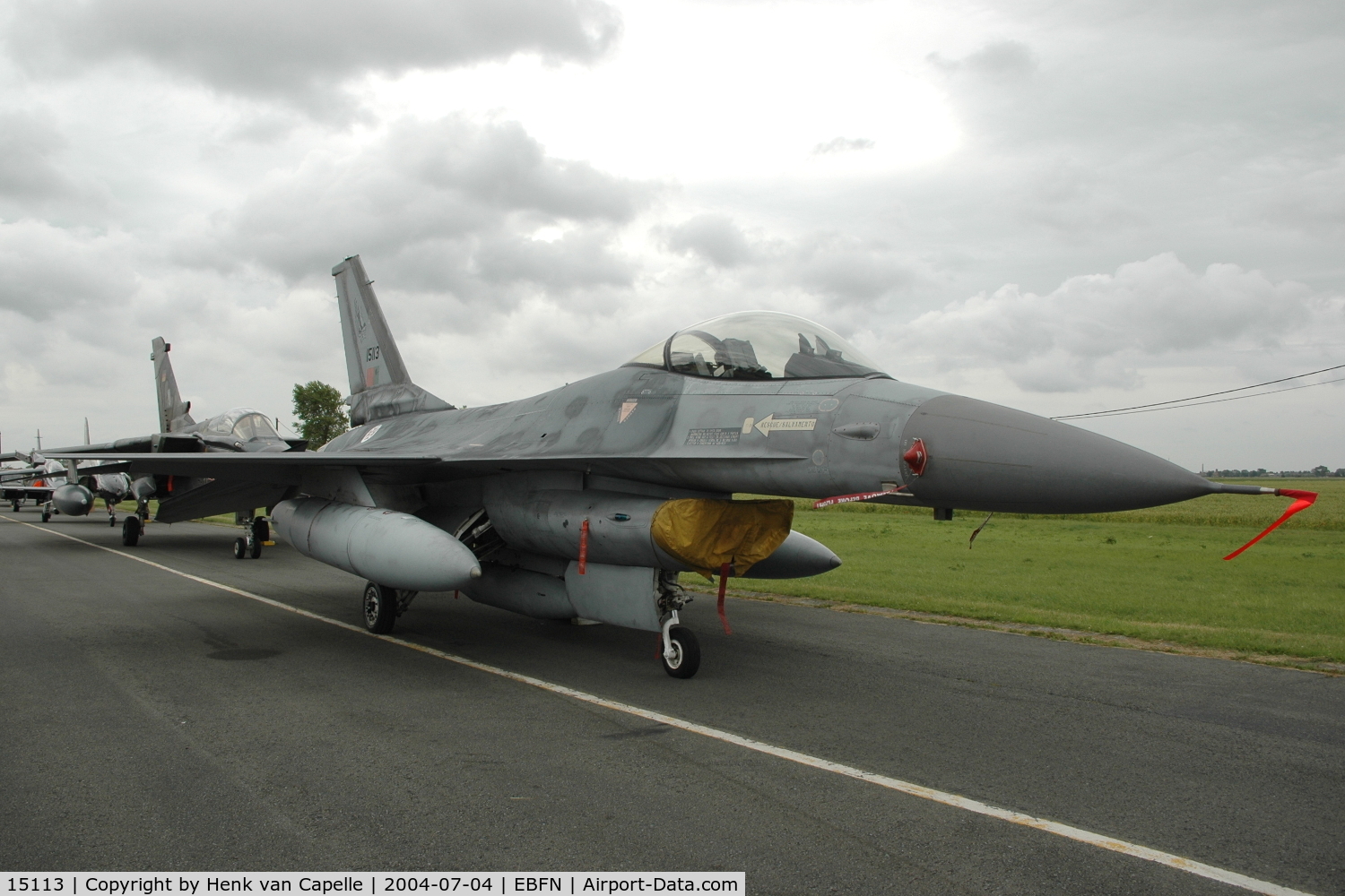 15113, Lockheed F-16A Fighting Falcon C/N AA-13, Portuguese Air Force F-16A of Esquadra 201 at Koksijde Air Base, Belgium.