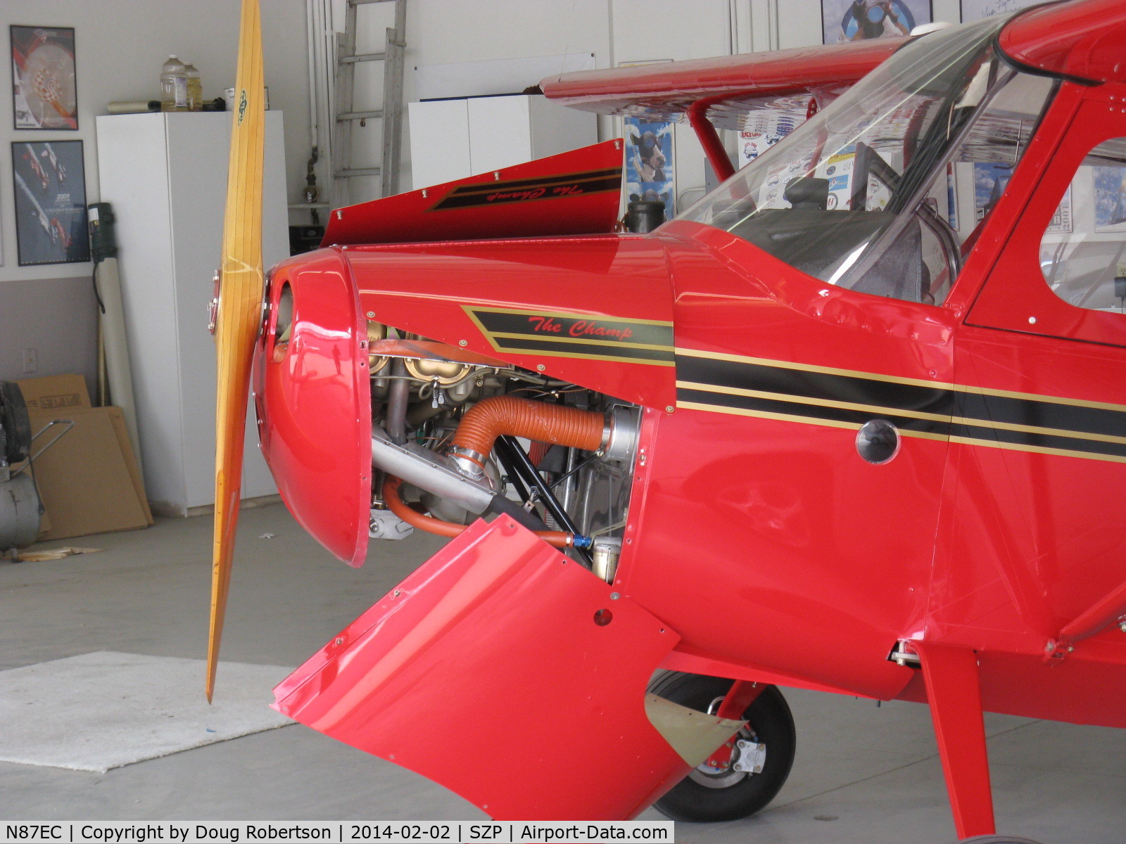 N87EC, 2007 American Champion 7EC C/N 1010-2007, 2007 American Champion 7EC 'The Champ' LSA, Continental O-200A lightweight 100 Hp, wood prop & reduced fuel to meet LSA weight limit of 1,320 lb. Cowls opened.