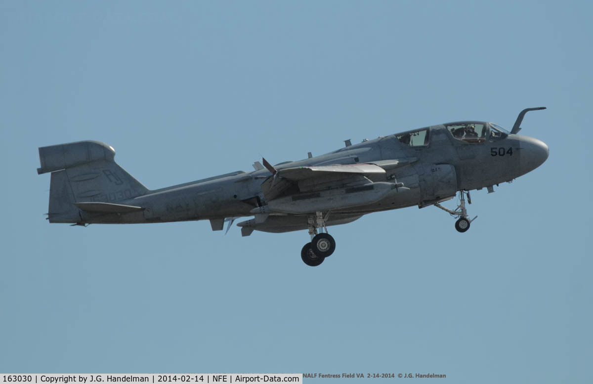 163030, Grumman EA-6B Prowler C/N P-123, On final for FCLP.