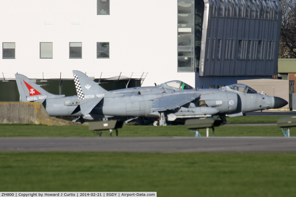 ZH800, 1996 British Aerospace Sea Harrier F/A.2 C/N NB05, ZH800 is currently painted as ZH801 and ZH801 as ZH800! 001 is ZH800 (painted as ZH801) while behind is ZH801, painted as ZH800/123.