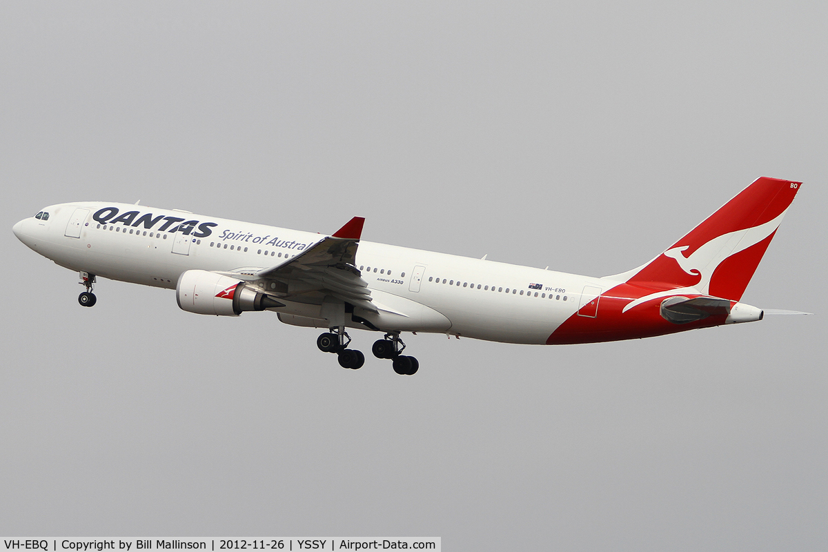VH-EBQ, 2010 Airbus A330-202 C/N 1198, away from 34L