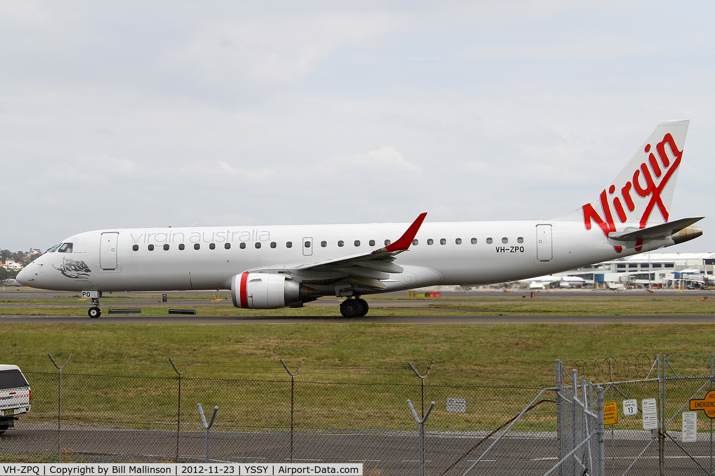 VH-ZPQ, 2010 Embraer 190AR (ERJ-190-100IGW) C/N 19000412, taxiing to 34R