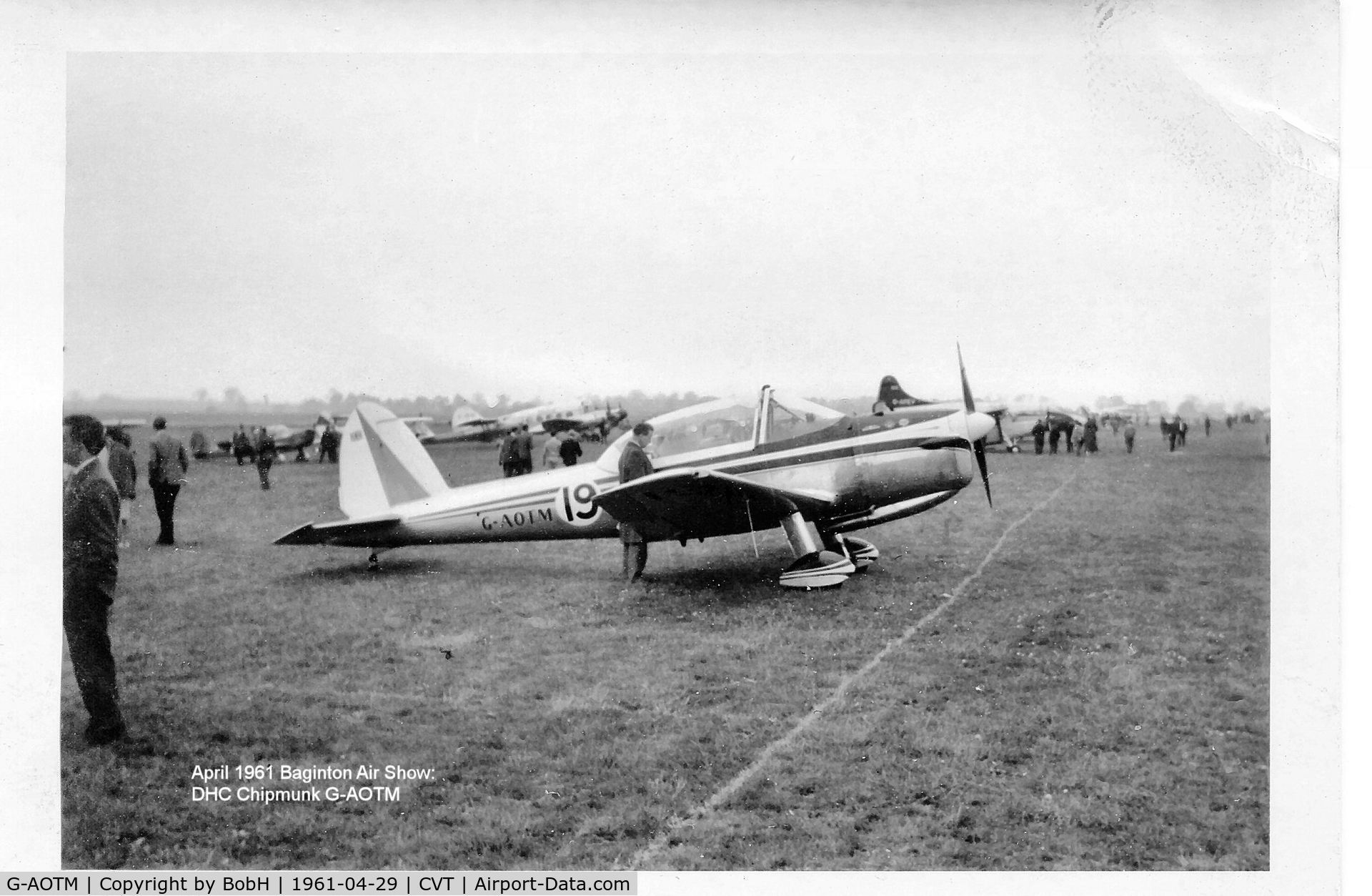 G-AOTM, 1953 De Havilland DHC-1 Chipmunk 22A C/N C1/0862, G-AOTM at the April 1961 Baginton Air Show.