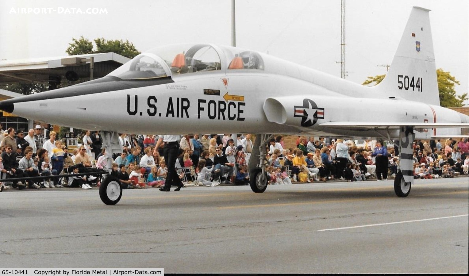 65-10441, 1965 Northrop T-38A-60-NO Talon C/N N.5860, T-38 being towed down the street at Dearborn Michigan Memorial Day parade circa 1988