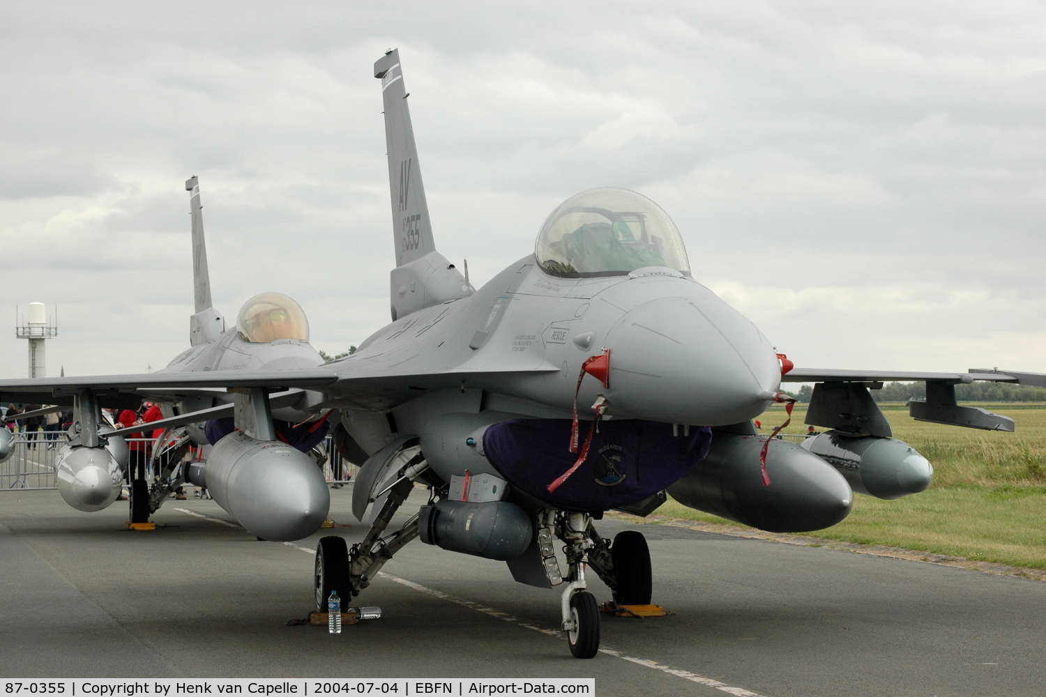 87-0355, General Dynamics F-16CG Fighting Falcon C/N 1C-6, USAF F-16CG of the 510th FS, based at Aviano in Italy, at Koksijde Air Base, Belgium