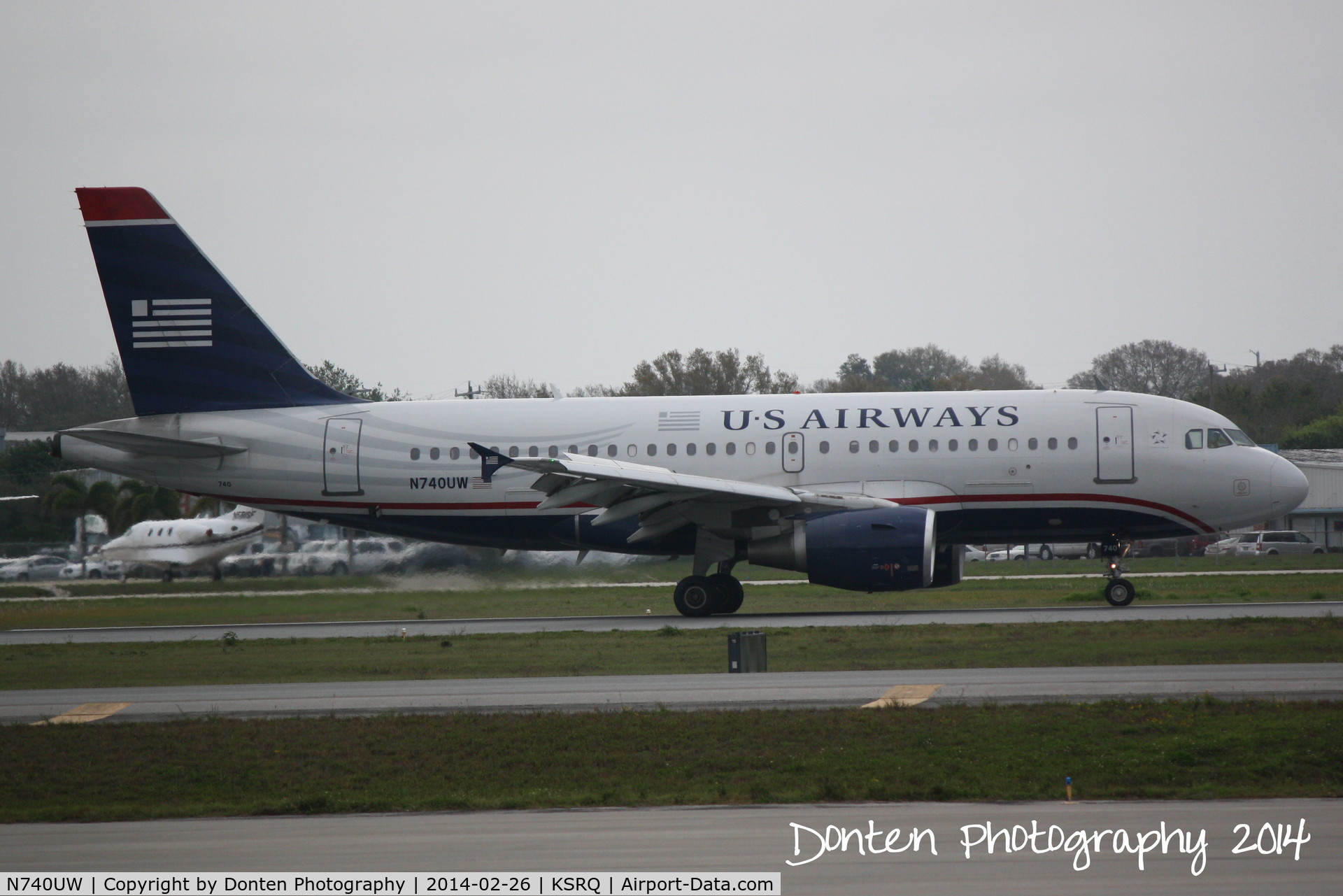 N740UW, 2000 Airbus A319-112 C/N 1265, US Air Flight 2015 (N740UW) arrives at Sarasota-Bradenton International Airport following a flight from Charlotte-Douglas International Airport