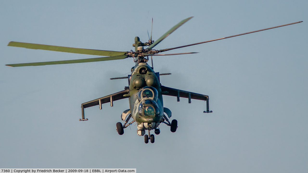 7360, Mil Mi-35 Hind E C/N 087360, take off from Kleine Brogel AB