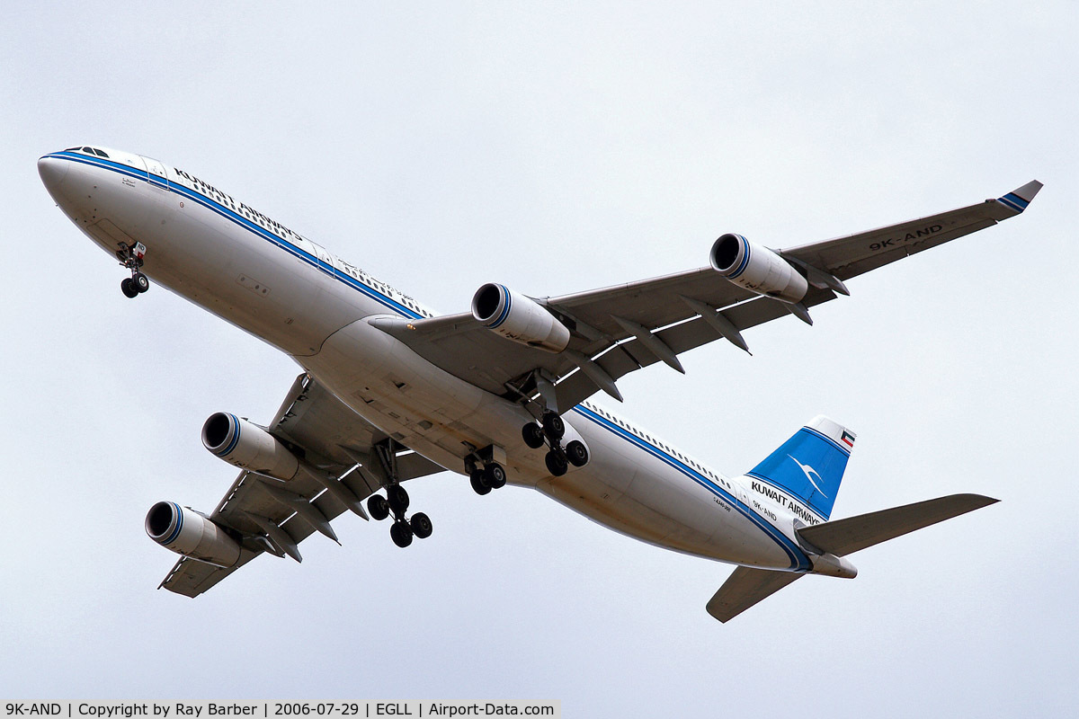 9K-AND, 1995 Airbus A340-313 C/N 104, Airbus A340-313 [104] (Kuwait Airways) Home~G 29/07/2006