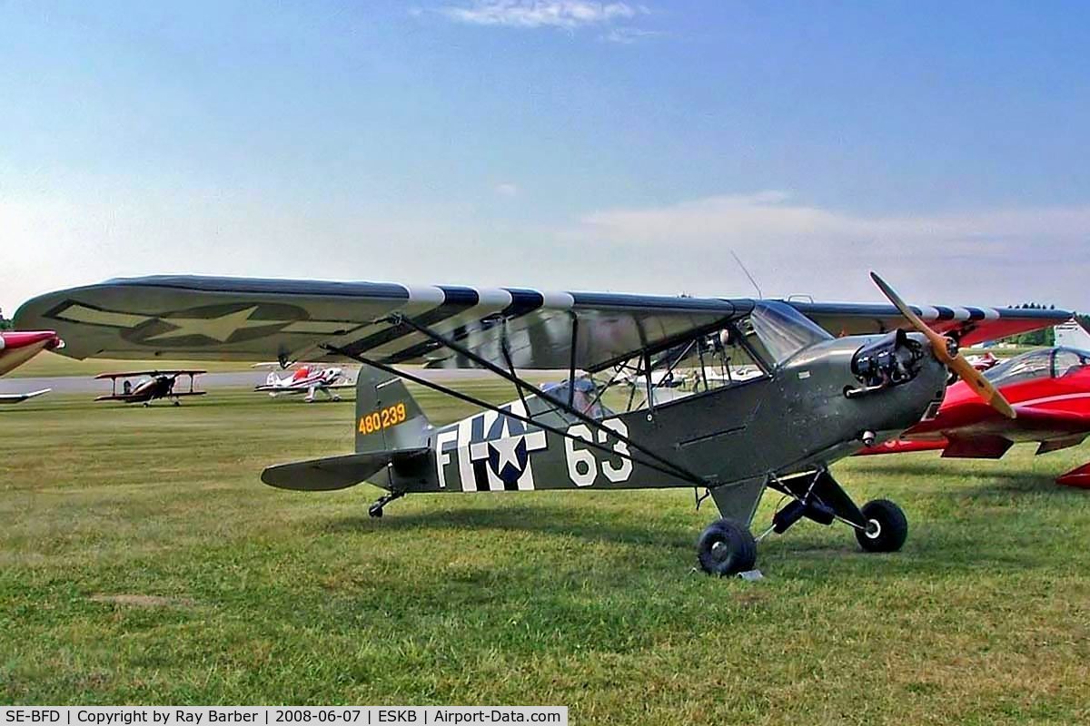 SE-BFD, 1944 Piper L-4J Grasshopper (J3C-65D) C/N 12535-993, Piper J3C-65 Cub [12535] Stockholm-Barkarby~SE 07/06/2008