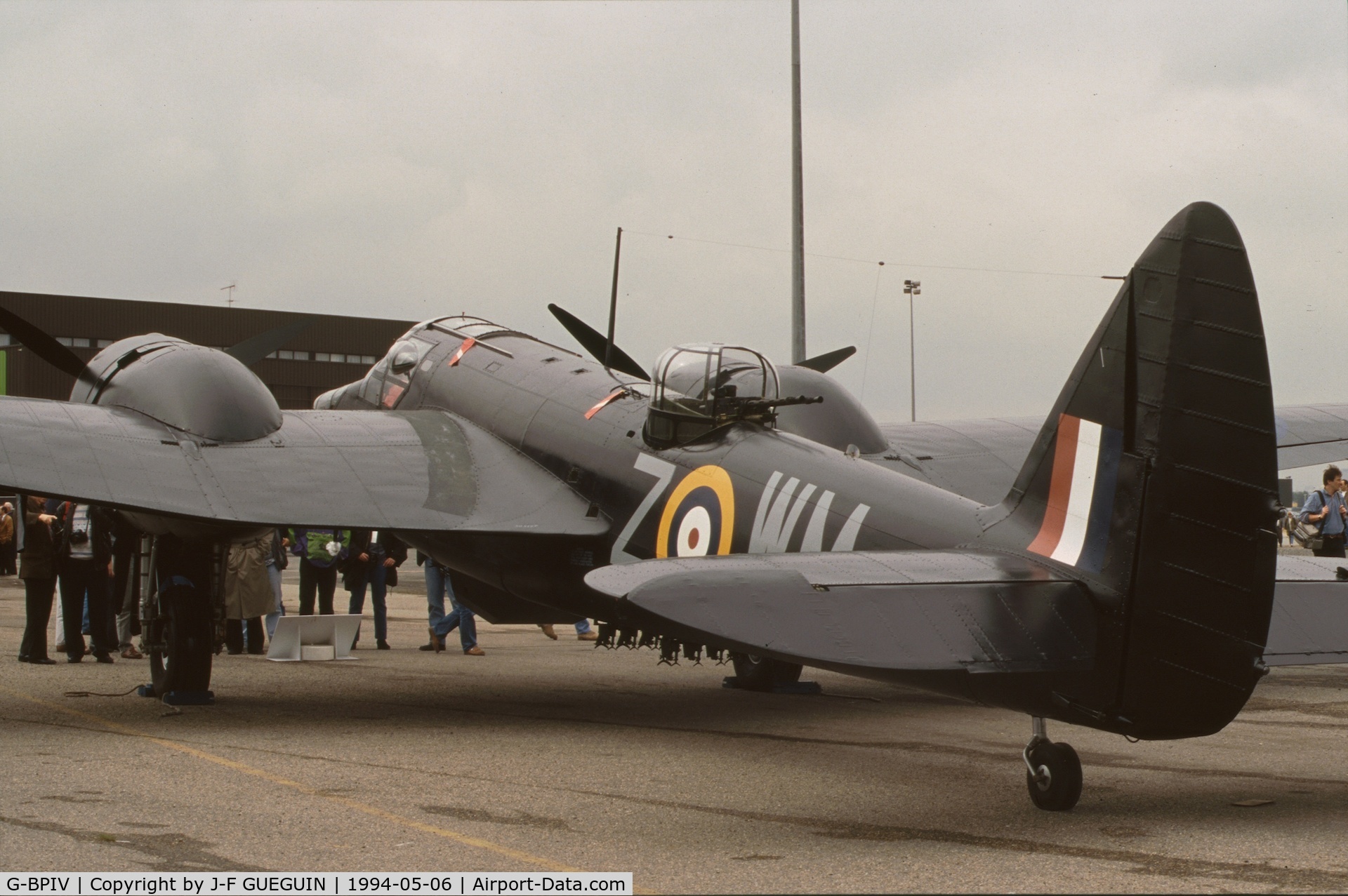 G-BPIV, 1943 Bristol 149 Bolingbroke Mk.IVT C/N 10201, On display at Paris-Le Bourget Airport (1er Salon de l'Aviation Ancienne, 1994), painted with serial Z5722 / code WM-Z, RAF 68 squadron, 1941.