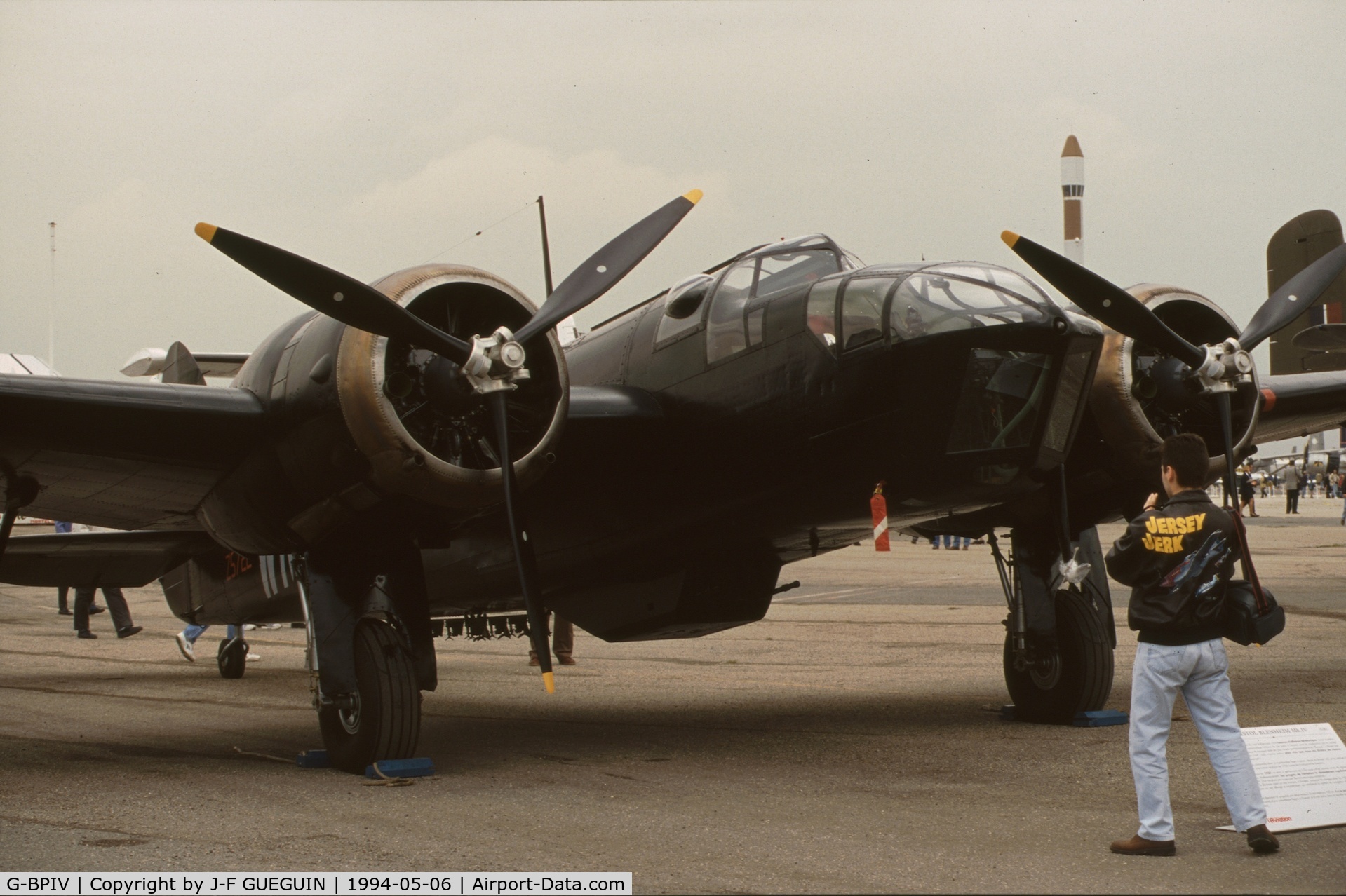 G-BPIV, 1943 Bristol 149 Bolingbroke Mk.IVT C/N 10201, On display at Paris-Le Bourget Airport (1er Salon de l'Aviation Ancienne, 1994), painted with serial Z5722 / code WM-Z, RAF 68 squadron, 1941.