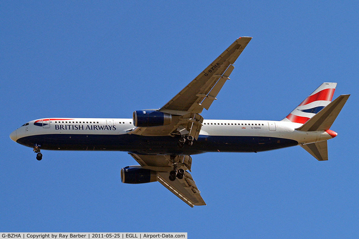 G-BZHA, 1998 Boeing 767-336 C/N 29230, Boeing 767-336ER [29230] (British Airways) Home~G 25/05/2011. On approach 27R.