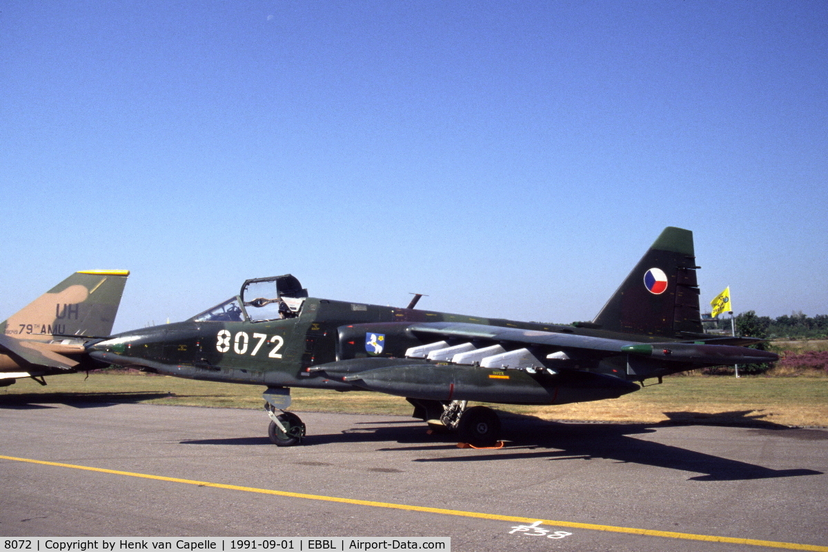 8072, Sukhoi Su-25K C/N 25508108072, Sukhoi Su-25K Frogfoot of the then Czechoslovakian Air Force at Kleine Brogel Air Base, Belgium, 1991