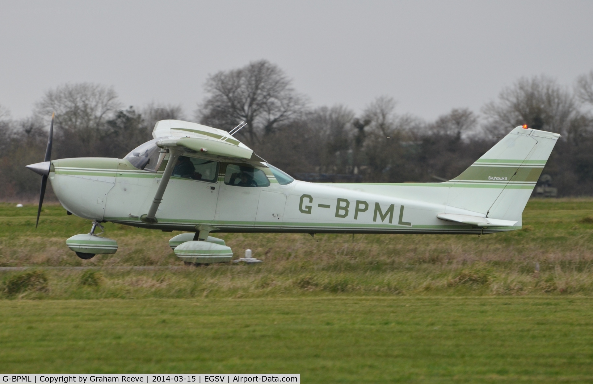 G-BPML, 1976 Cessna 172M C/N 172-67102, Departing from Old Buckenham.
