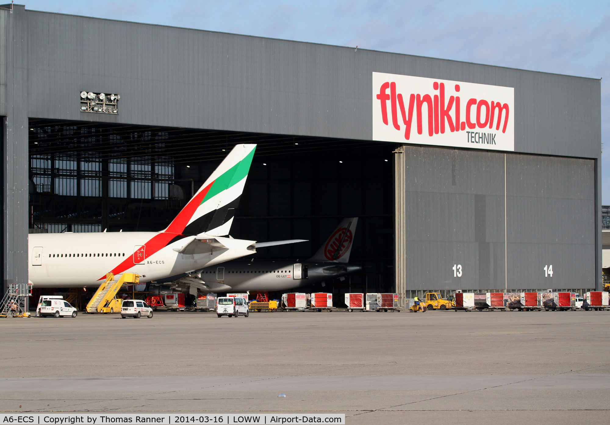 A6-ECS, 2009 Boeing 777-31H/ER C/N 38980, Emirates B777 parked inside the Niki Hangar