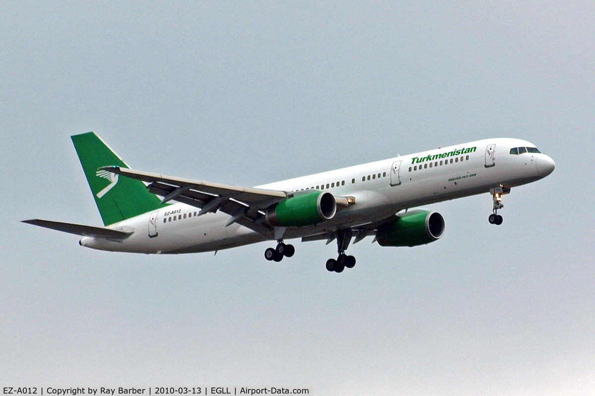 EZ-A012, 1996 Boeing 757-22K C/N 28337, Boeing 757-22K [28337] (Turkmenistan Airlines) Home~G 13/03/2010. On approach 27L.