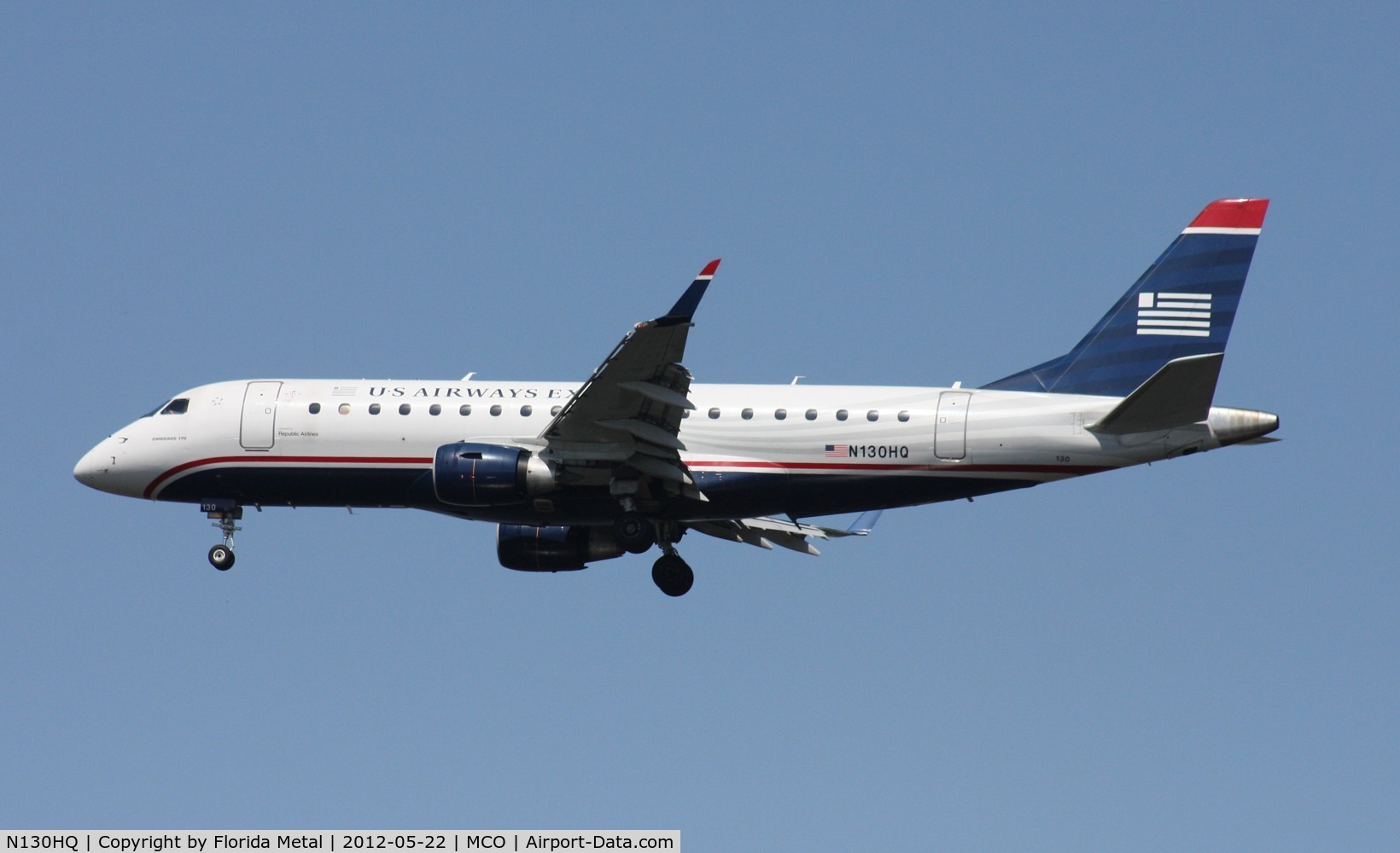 N130HQ, 2008 Embraer 175LR (ERJ-170-200LR) C/N 17000212, US Airways E175