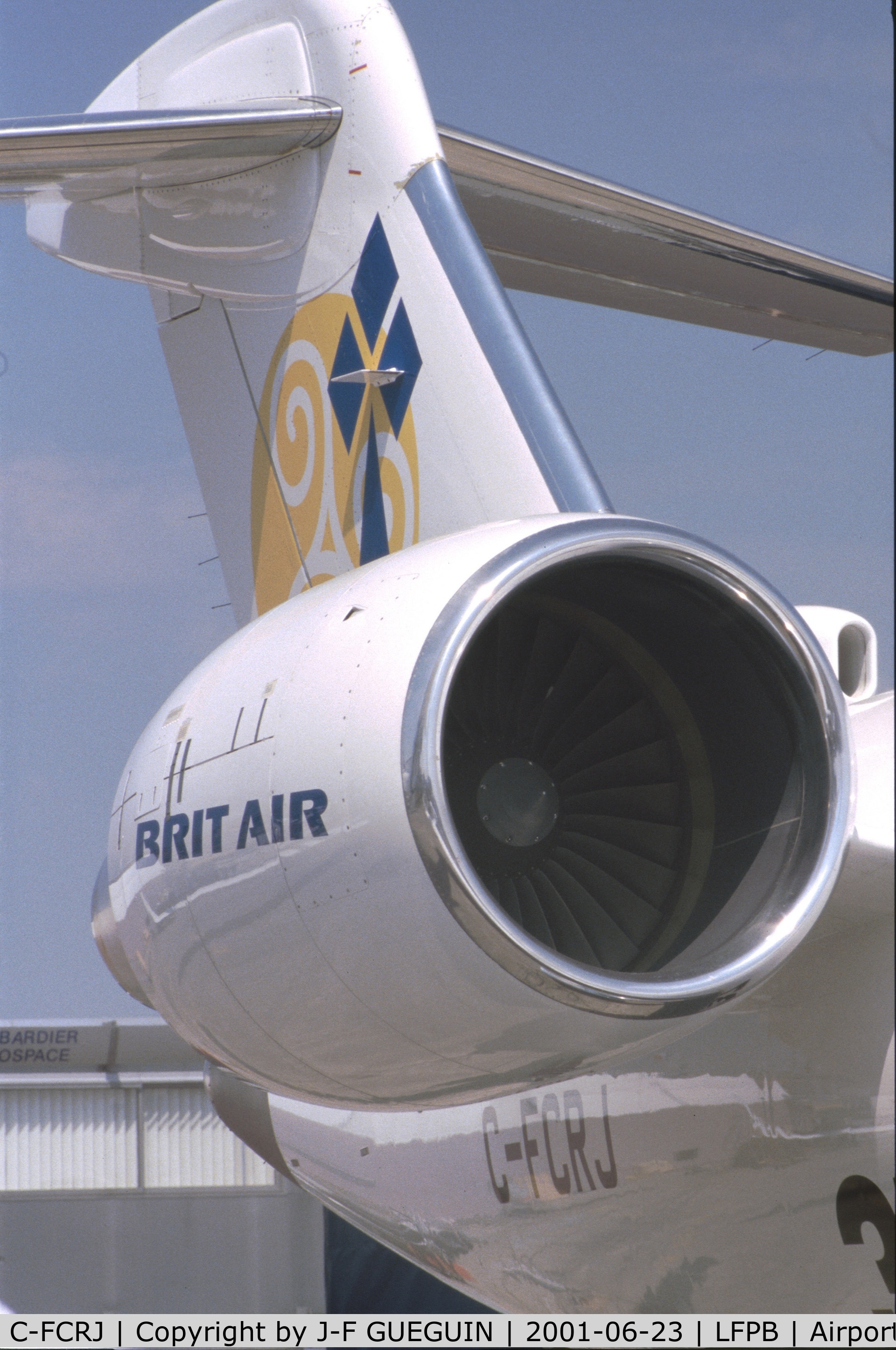 C-FCRJ, 1999 Bombardier CRJ-700 (CL-600-2C10) Regional Jet C/N 10004, On display at 2001 Paris-Le Bourget airshow.