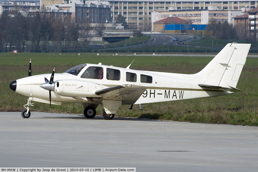9H-MAW, 1976 Beech 58P Baron C/N TJ-55, ex I-MAWW, now registered in Malta. Aircraft was for sale