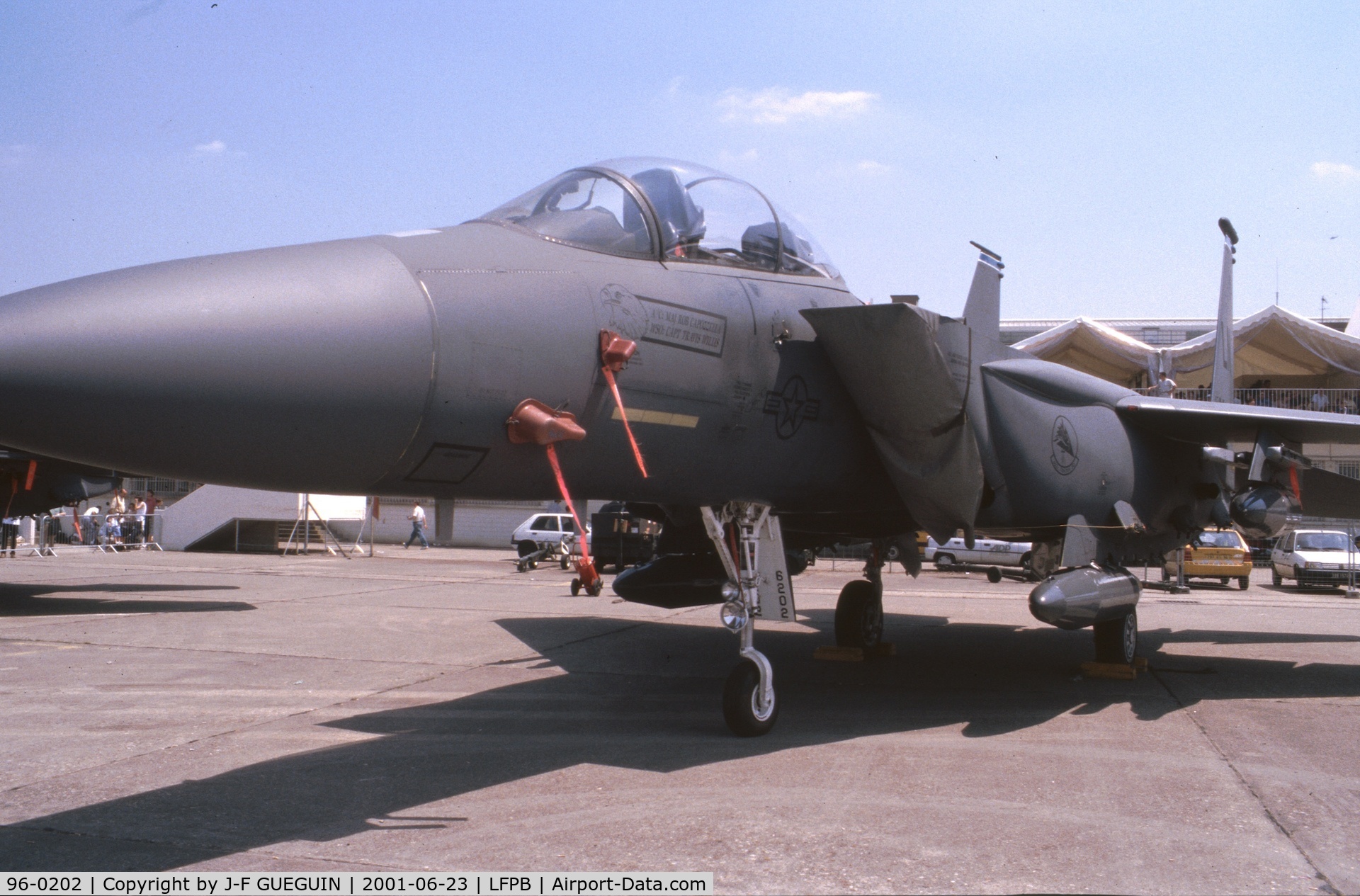 96-0202, 1996 McDonnell Douglas F-15E Strike Eagle C/N 1335/E212, On display at 2001 Paris-Le Bourget airshow.