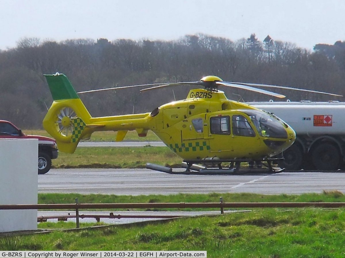 G-BZRS, 2000 Eurocopter EC-135T-2 C/N 0166, Former Hampshire and Isle of Wight Air Ambulance helicopter taking on fuel.