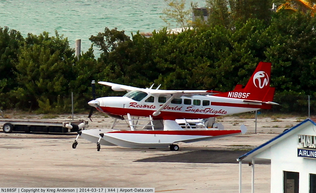 N188SF, 2013 Cessna 208 Caravan I C/N 20800551, Resorts World Super Flights Cessna 208 Grand Caravan on the ramp at Miami Seaplane Base in Miami, FL.