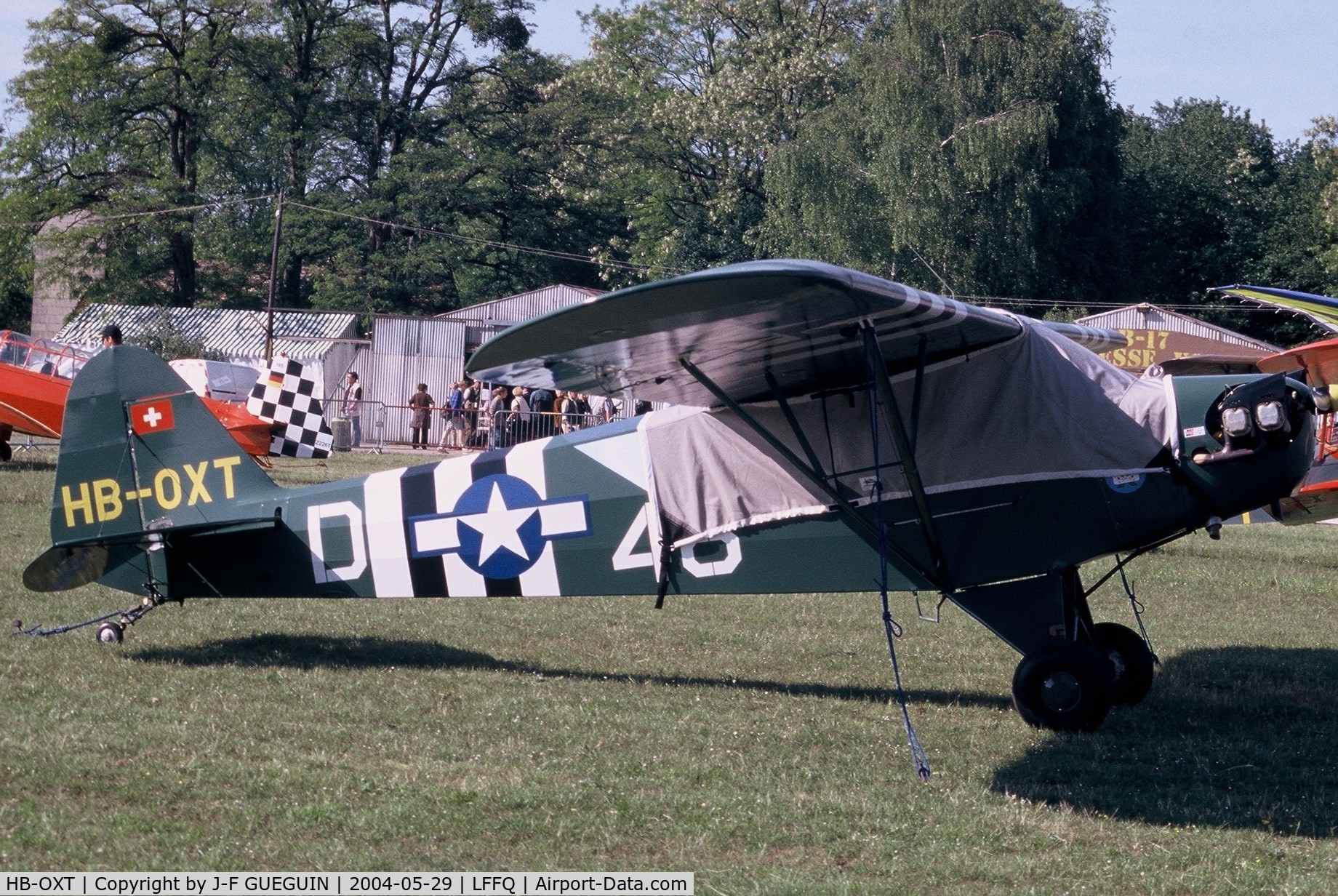 HB-OXT, 1946 Piper J3C-65 Cub Cub C/N 9014, On display at La Ferté-Alais, 2004 airshow.