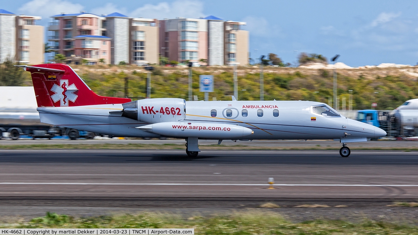 HK-4662, 1985 Learjet 35A C/N 35-513, Take of sxm