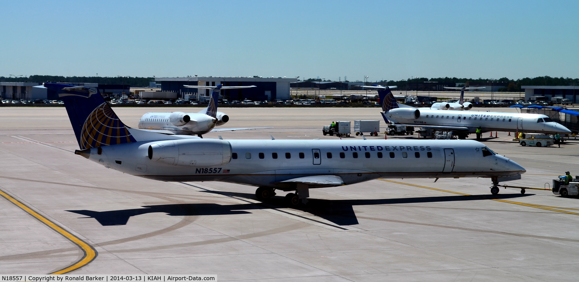 N18557, 2002 Embraer ERJ-145LR (EMB-145LR) C/N 145596, Pushback Houston
