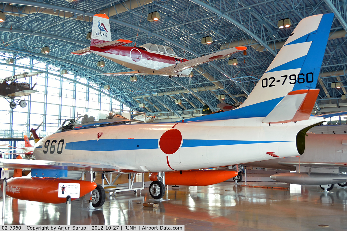 02-7960, North American F-86F Sabre C/N 256-80, Blue Impulse Sabre on display at JASDF Hamamatsu Kohokan.