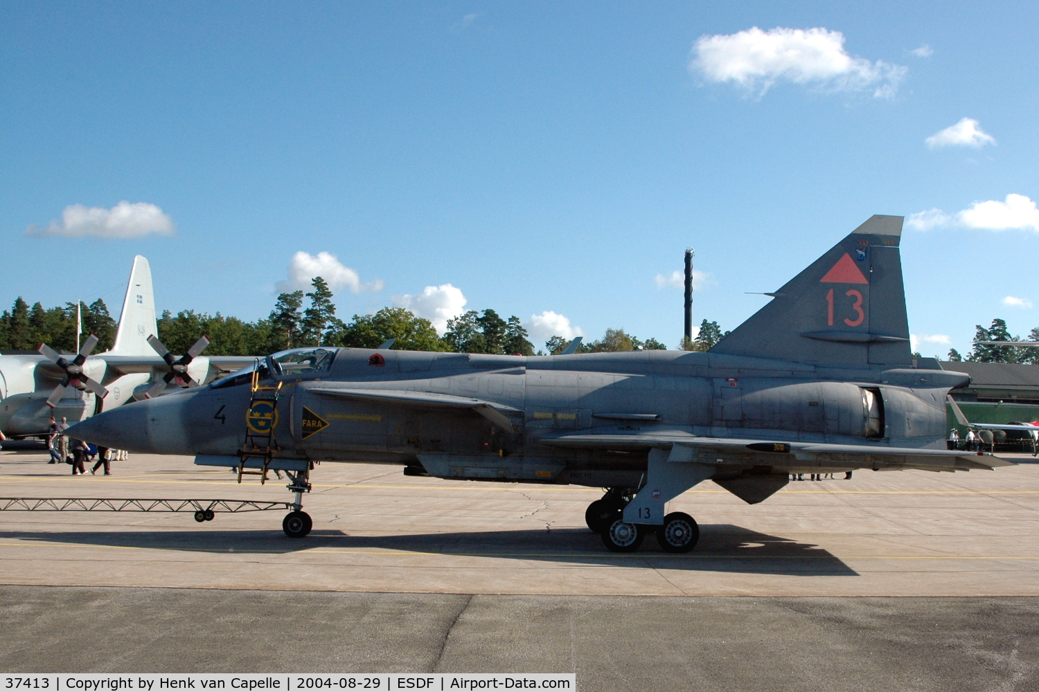 37413, Saab JA 37DI Viggen C/N 37413, Saab JA37DI Viggen fighter of the Swedish Air Force at Ronneby Air Base.