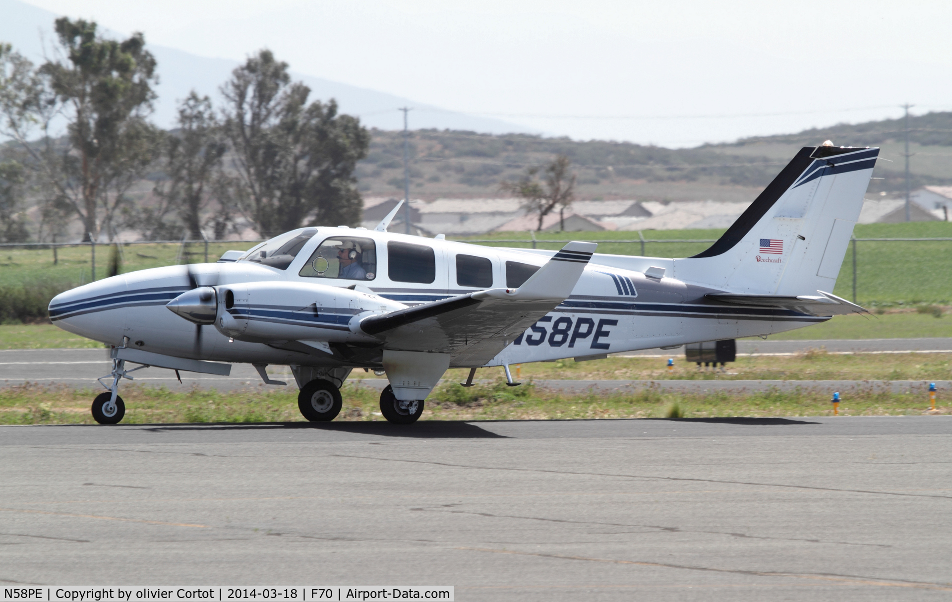 N58PE, 1982 Beech 58P Baron C/N TJ-435, leaving the French Valley