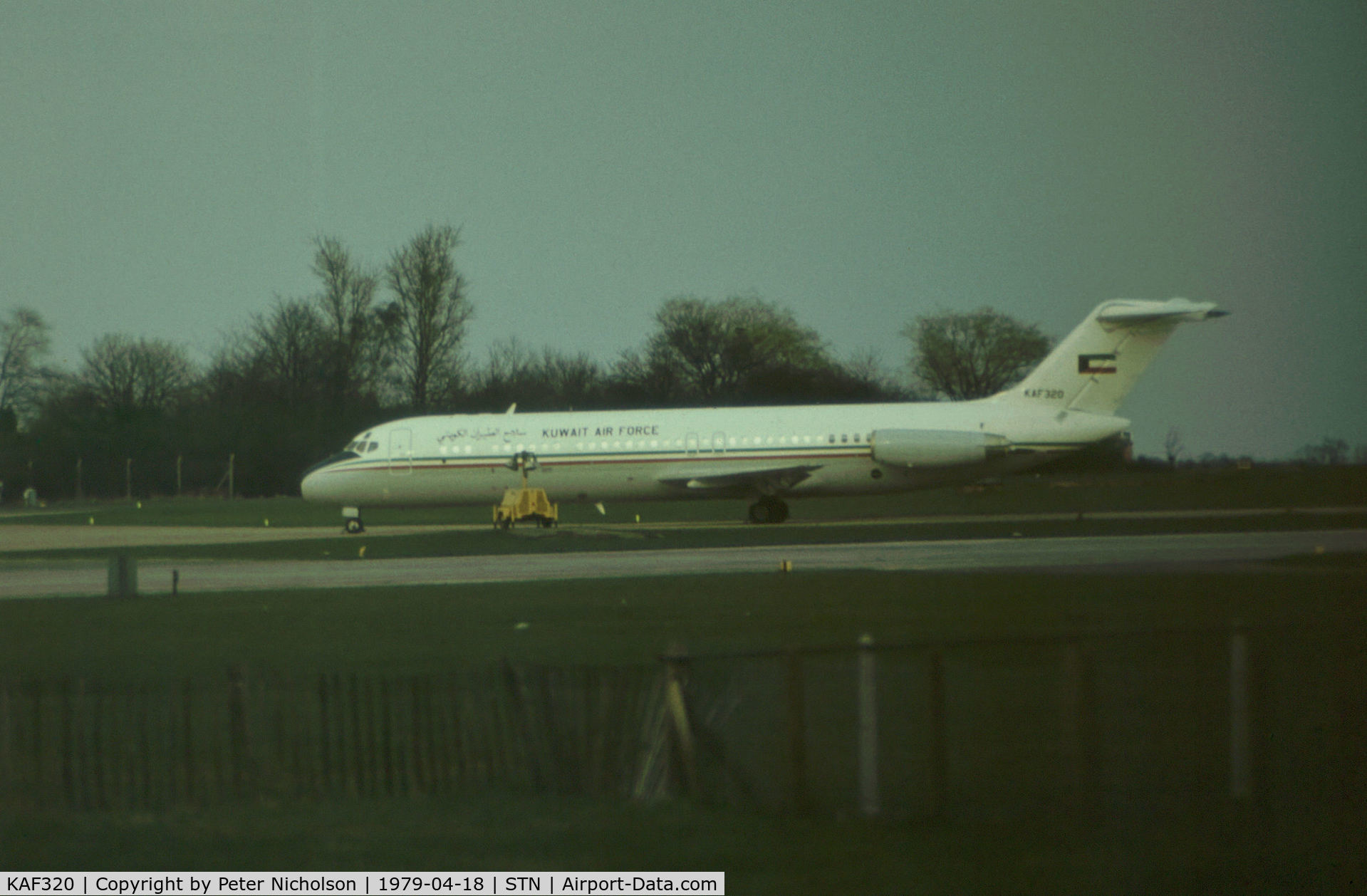 KAF320, 1976 McDonnell Douglas DC-9-32 C/N 47691, Kuwait Air Force DC-9-32 as seen at Stansted in April 1979.